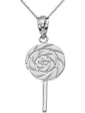 925 Sterling Silver Retro Candy Swirl Lollipop Pendant Necklace - Unique Gift